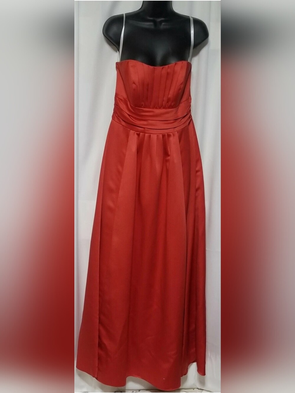 DAVID'S BRIDAL ORANGE STRAPLESS GOWN DRESS With Pockets FORMAL PROM Size 8